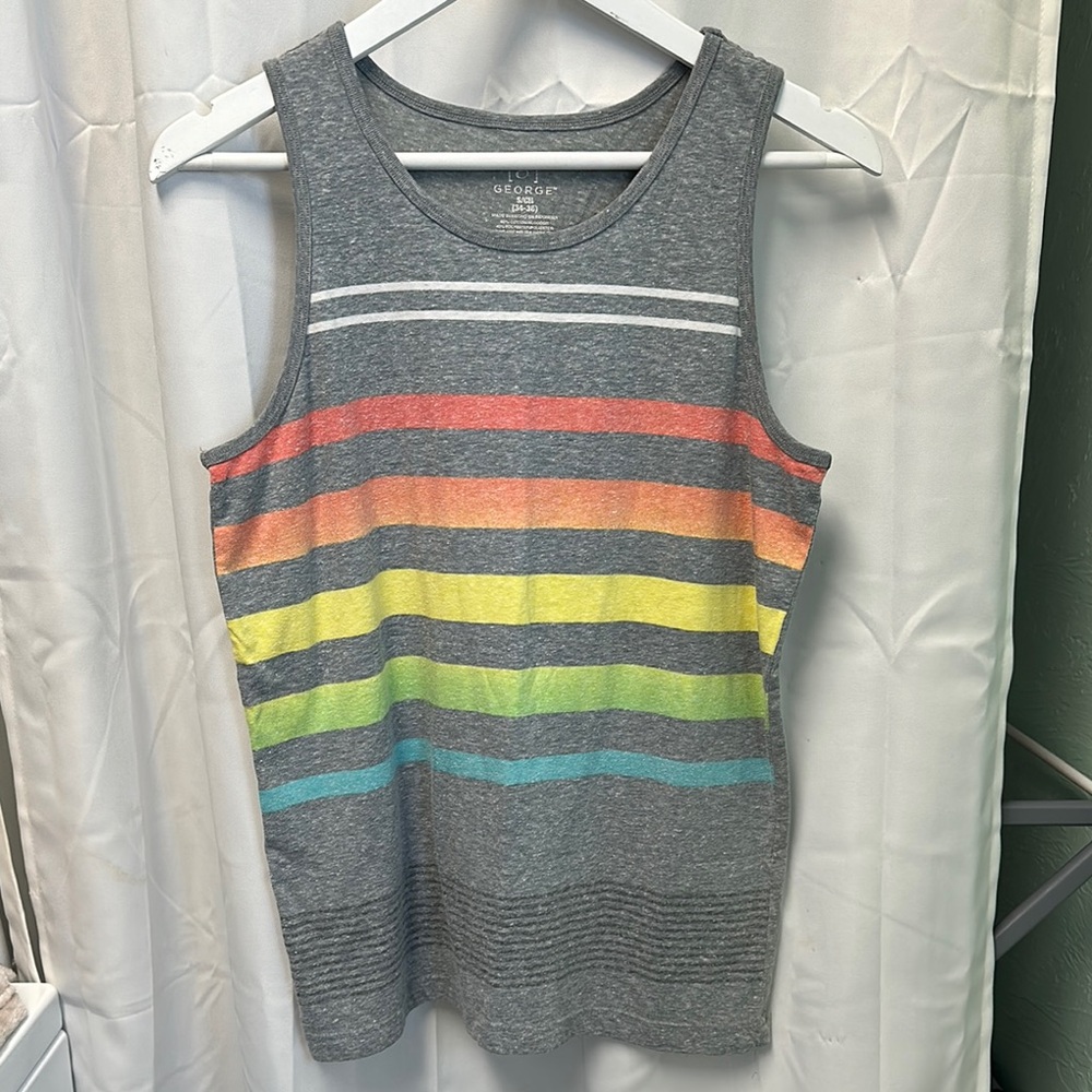 George Mens Multicolor Striped Tank Top
